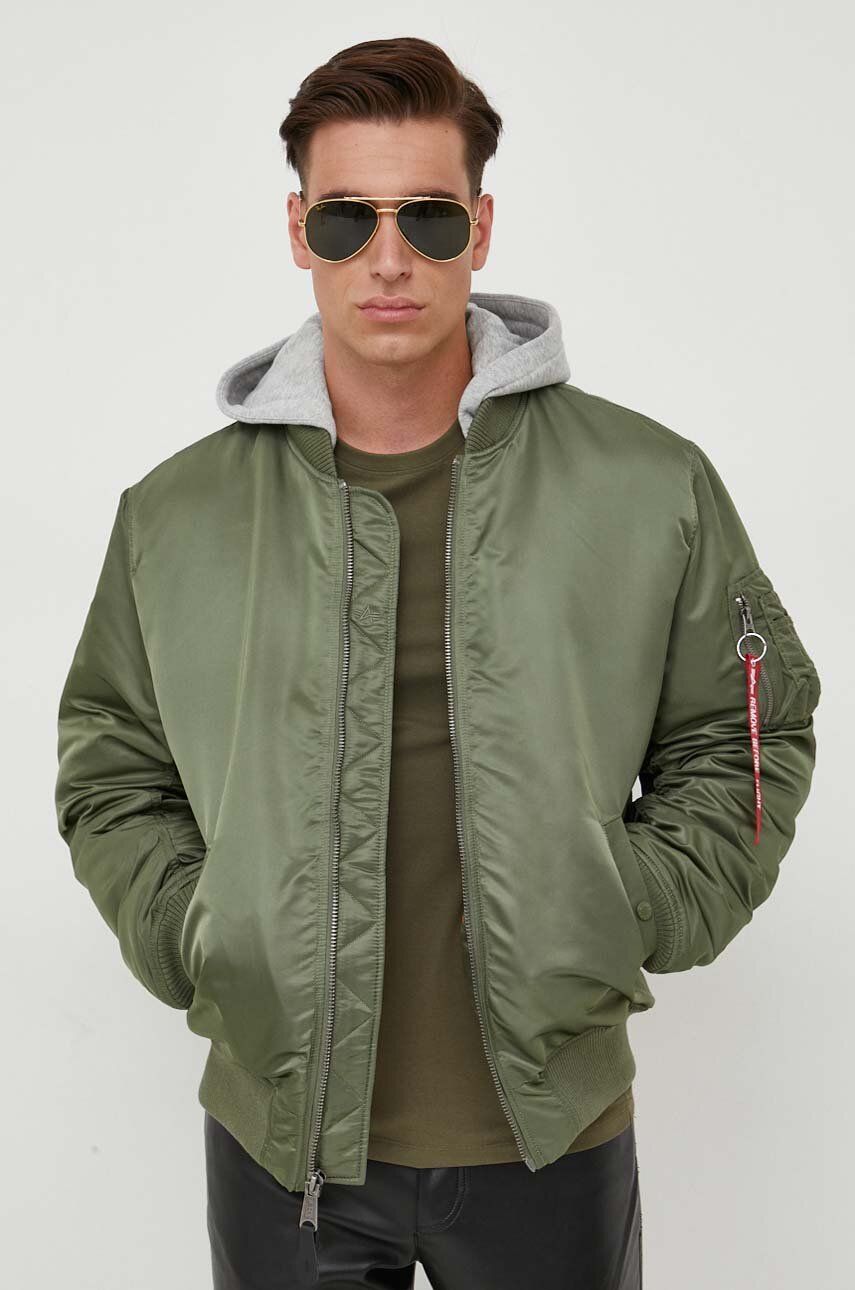 Alpha Industries geaca bomber MA-1 ZH Back EMB barbati, culoarea verde, de iarna Alpha Industries geaca bomber MA-1 ZH Back EMB barbati, culoarea verde, de iarna