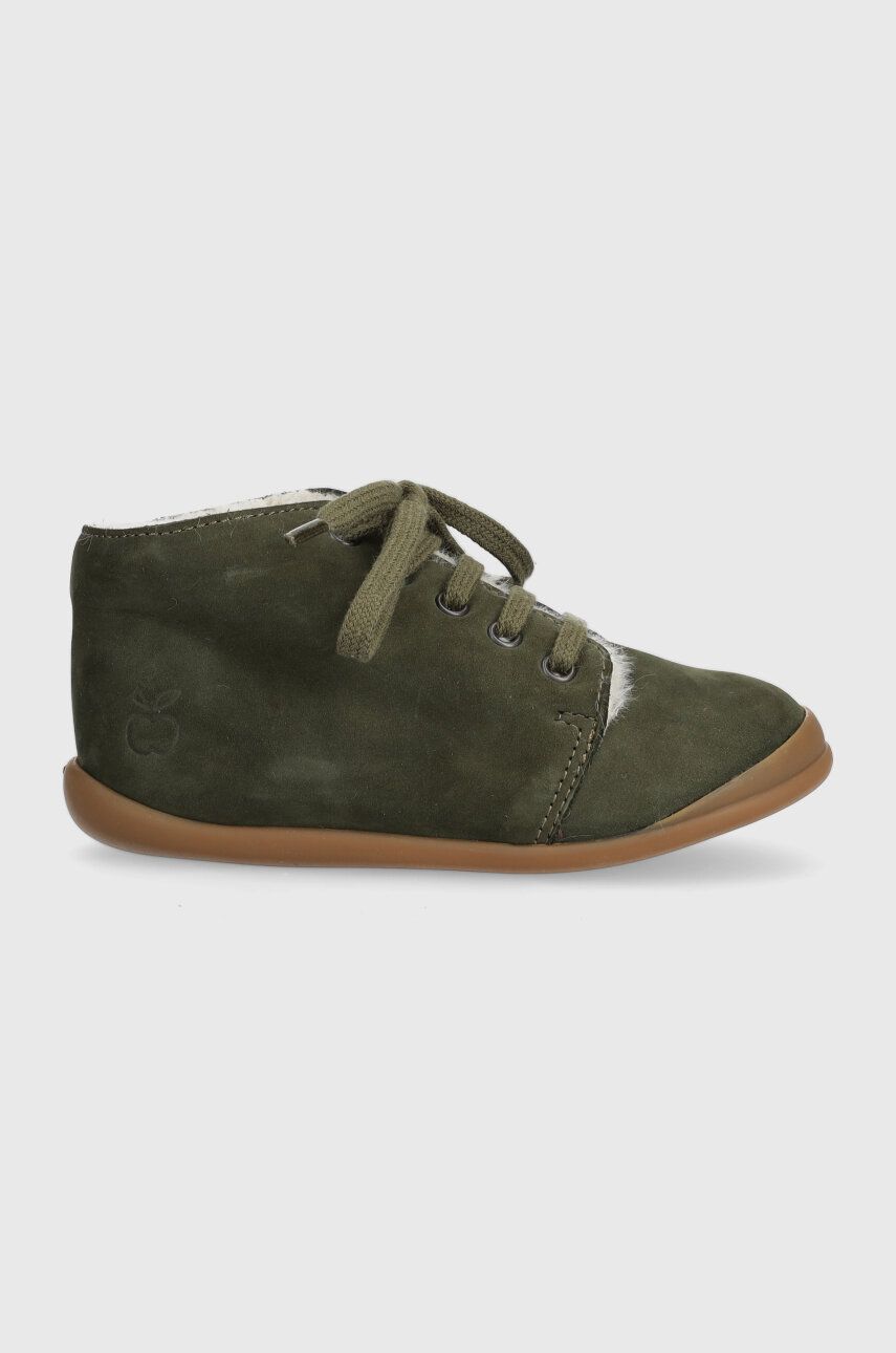 Pom D'api cizme de iarna pentru copii din piele intoarsa FLEX-UP BOTTINE FUR culoarea verde Pom D'api cizme de iarna pentru copii din piele intoarsa FLEX-UP BOTTINE FUR culoarea verde