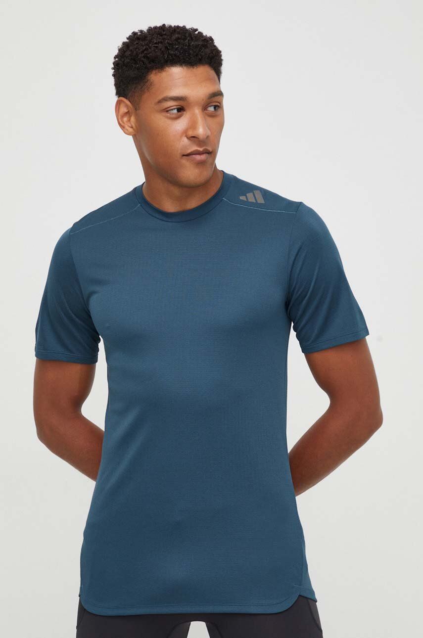 adidas Performance tricou de antrenament Designed 4 Training culoarea verde, neted adidas Performance tricou de antrenament Designed 4 Training culoarea verde, neted