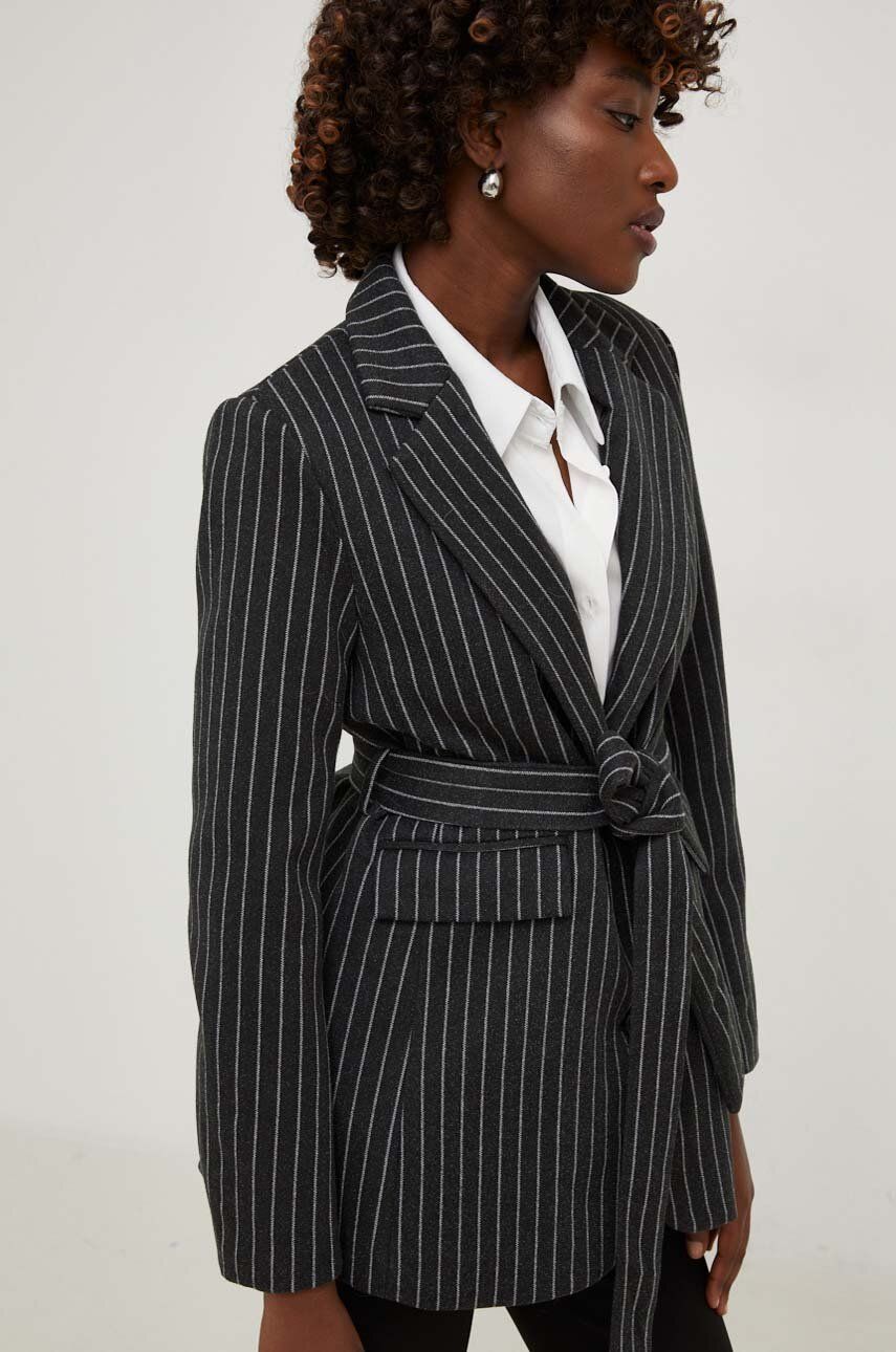 Answear Lab sacou culoarea negru, un singur rand de nasturi, modelator Answear Lab sacou culoarea negru, un singur rand de nasturi, modelator
