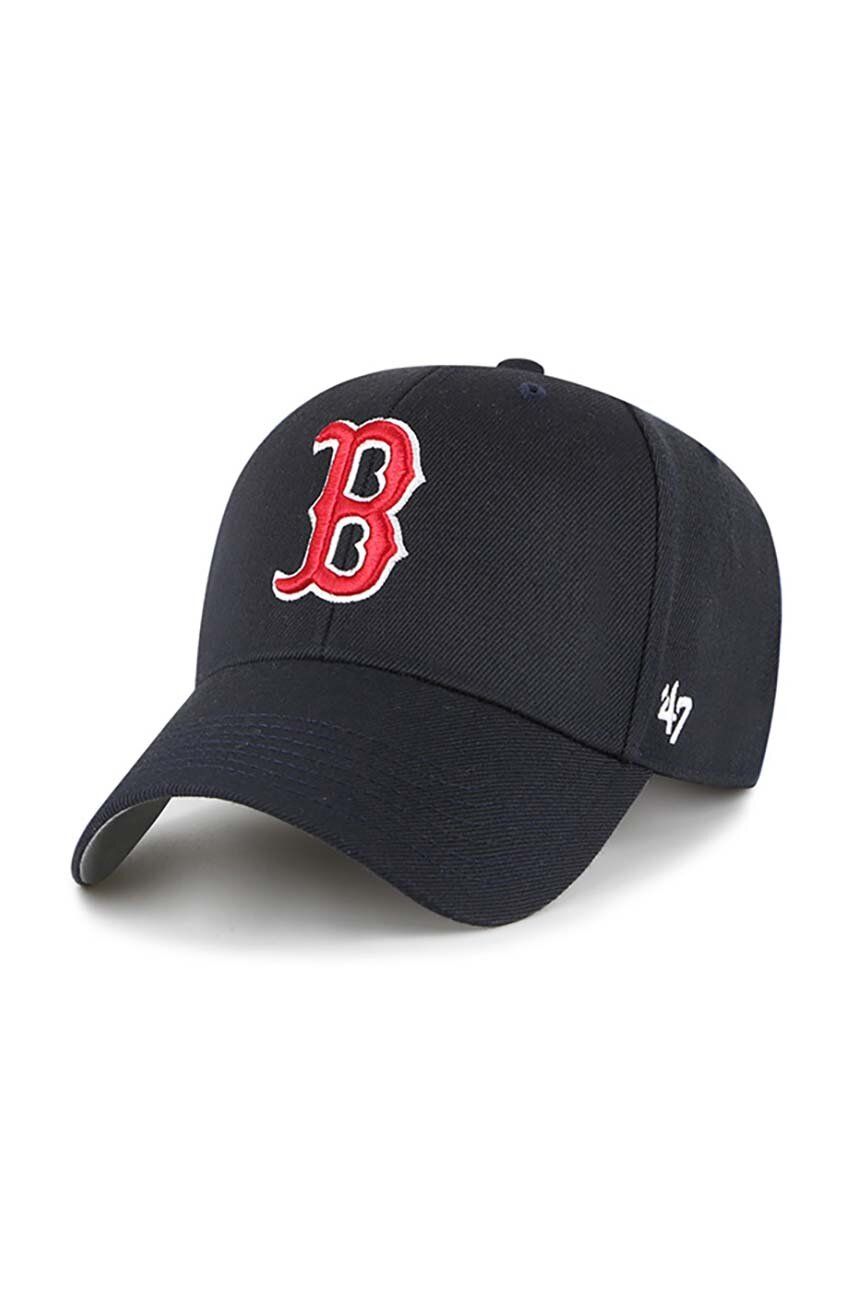 47brand șapcă din amestec de lână MLB Boston Red Sox culoarea albastru marin, cu imprimeu 47brand șapcă din amestec de lână MLB Boston Red Sox culoarea albastru marin, cu imprimeu