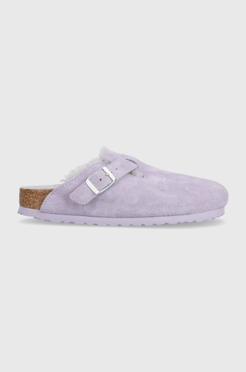 Birkenstock papuci din piele Boston femei, culoarea violet, 1023302 Birkenstock papuci din piele Boston femei, culoarea violet, 1023302