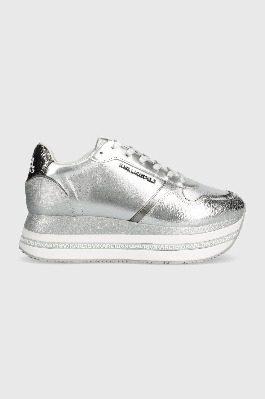 Karl Lagerfeld sneakers din piele VELOCITA MAX culoarea argintiu, KL64921 Karl Lagerfeld sneakers din piele VELOCITA MAX culoarea argintiu, KL64921
