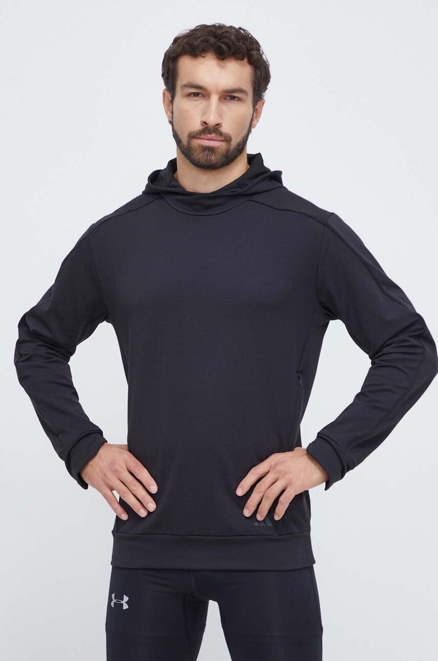 adidas Performance hanorac de antrenament culoarea negru, cu glugă, cu imprimeu adidas Performance hanorac de antrenament culoarea negru, cu glugă, cu imprimeu