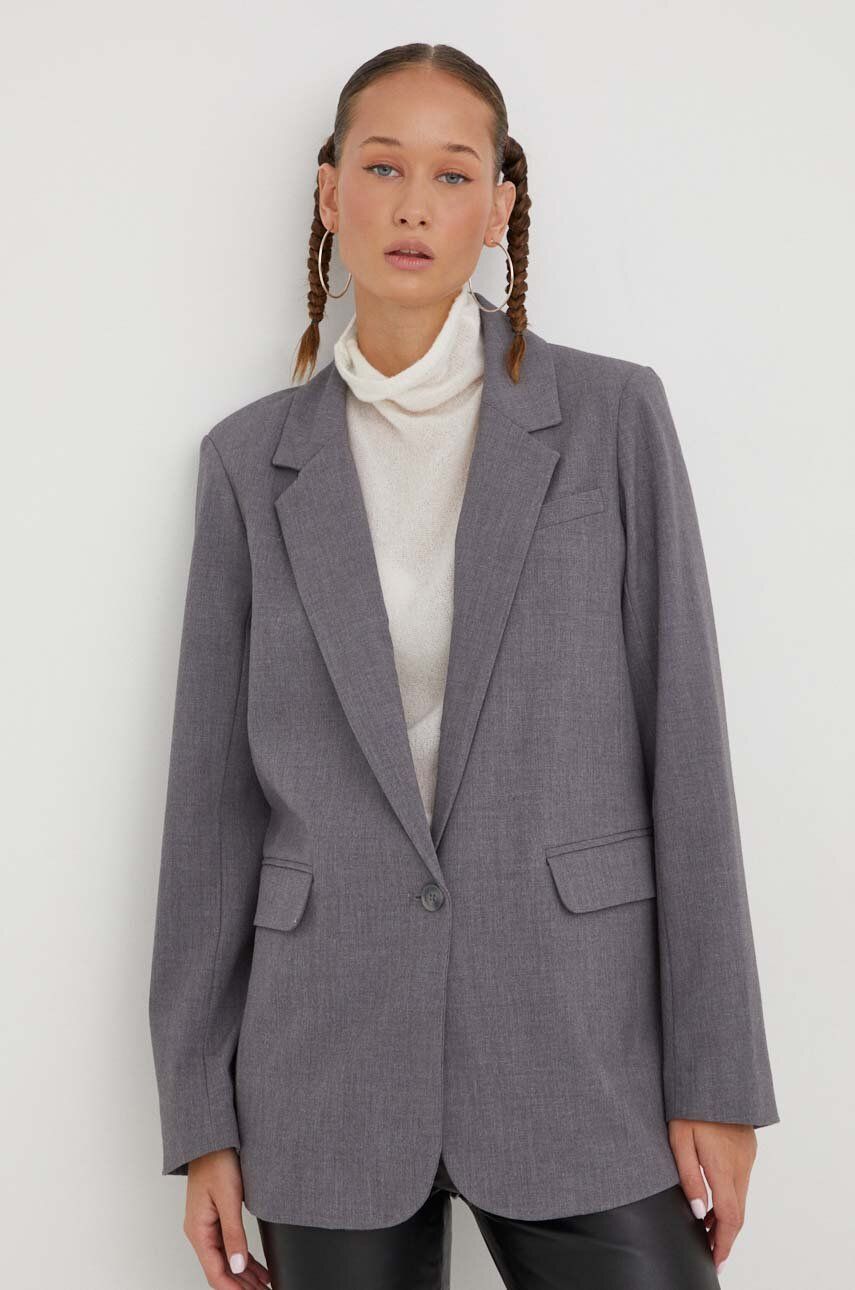 Abercrombie & Fitch sacou culoarea gri, un singur rand de nasturi, melanj Abercrombie & Fitch sacou culoarea gri, un singur rand de nasturi, melanj