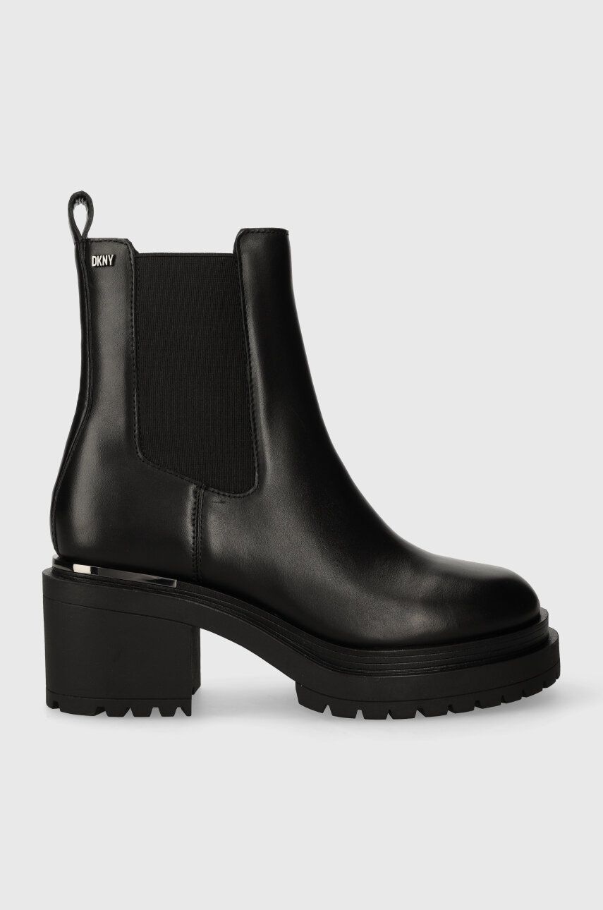 Dkny ghete chelsea de piele Patria femei, culoarea negru, cu toc drept, K3340304 Dkny ghete chelsea de piele Patria femei, culoarea negru, cu toc drept, K3340304