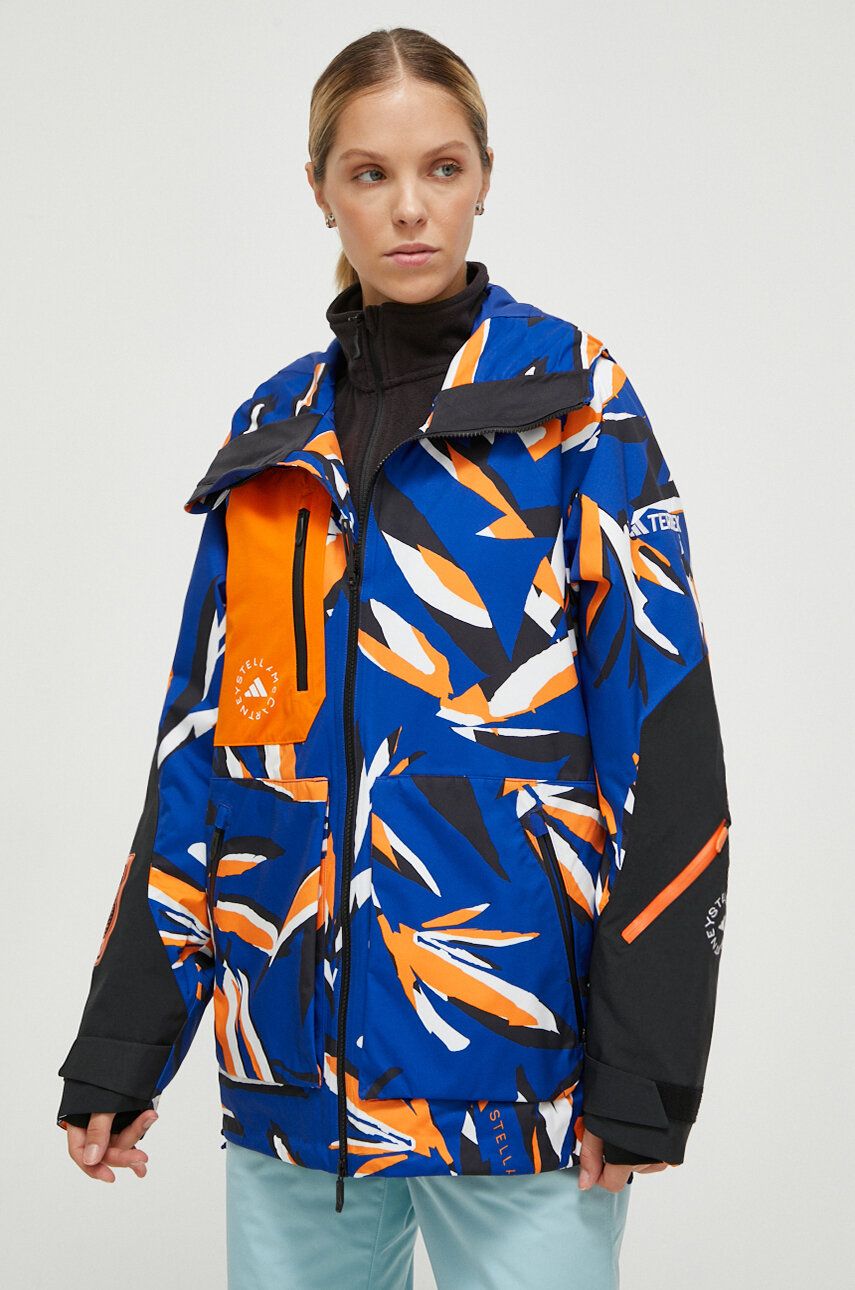 adidas by Stella McCartney geaca x TERREX True Nature femei, culoarea albastru marin adidas by Stella McCartney geaca x TERREX True Nature femei, culoarea albastru marin