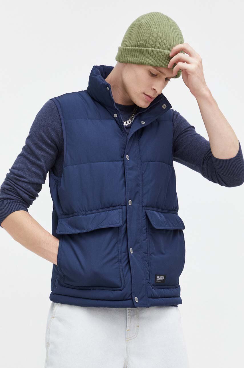 Hollister Co. vesta barbati, culoarea albastru marin, de iarna Hollister Co. vesta barbati, culoarea albastru marin, de iarna