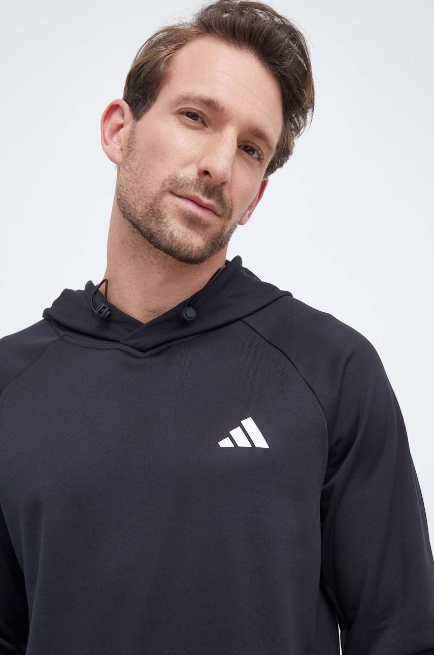 adidas Performance hanorac de antrenament culoarea negru, cu glugă, neted adidas Performance hanorac de antrenament culoarea negru, cu glugă, neted