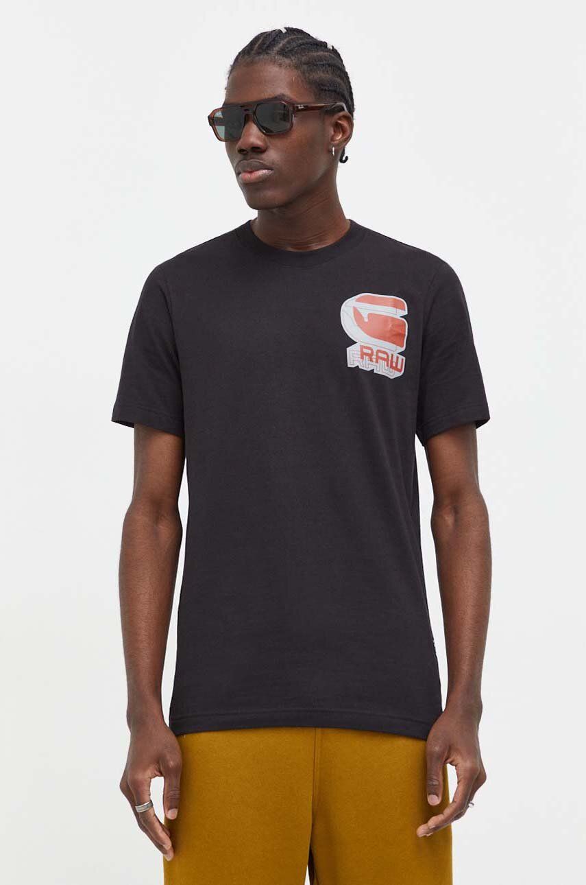 G-Star Raw tricou din bumbac barbati, culoarea negru, cu imprimeu G-Star Raw tricou din bumbac barbati, culoarea negru, cu imprimeu