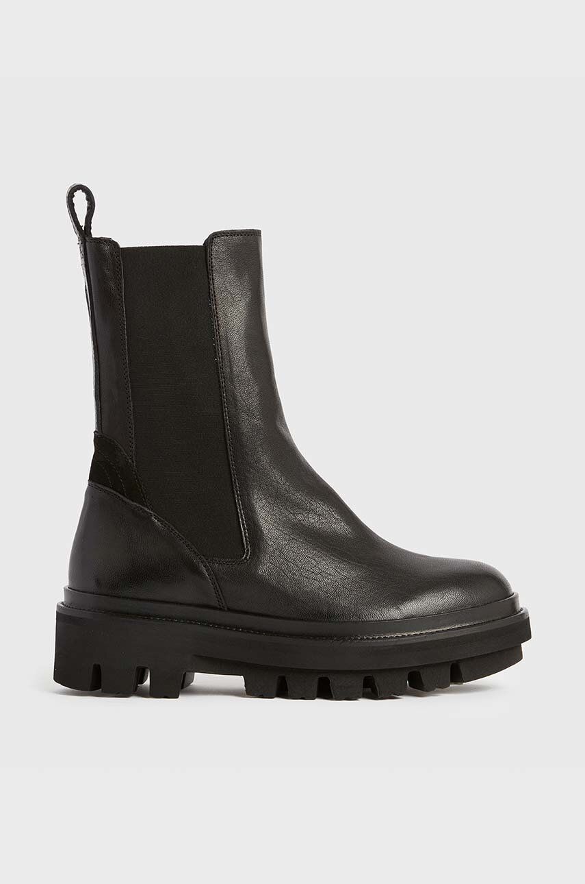 AllSaints ghete chelsea de piele Billie femei, culoarea negru, cu toc plat, WF033V AllSaints ghete chelsea de piele Billie femei, culoarea negru, cu toc plat, WF033V