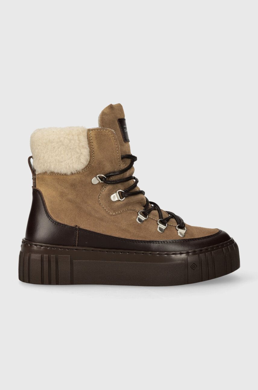 Gant botine Snowmont femei, culoarea maro, cu toc plat, izolat, 27543368.G240 Gant botine Snowmont femei, culoarea maro, cu toc plat, izolat, 27543368.G240