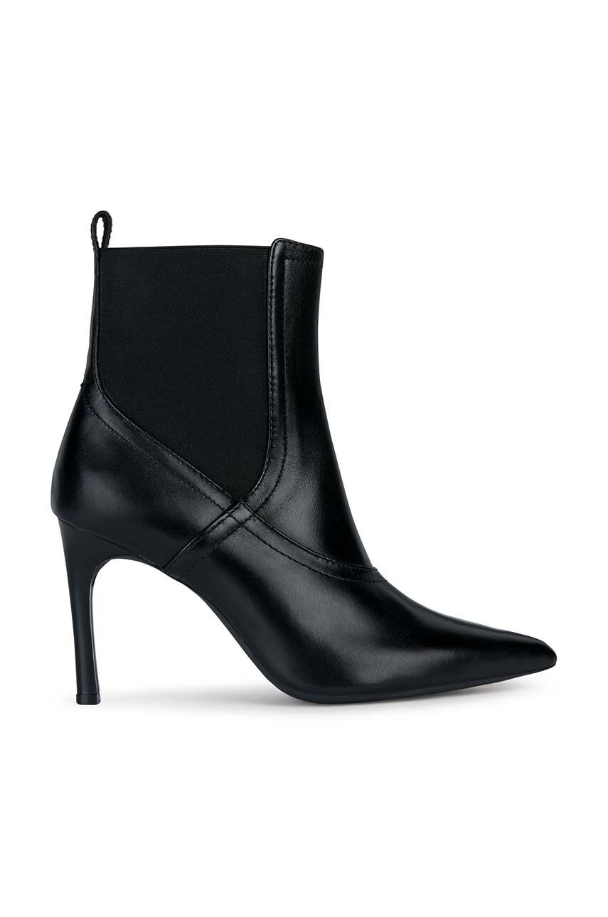 Geox cizme de piele D FAVIOLA B femei, culoarea negru, cu toc cui, D268UB 000Y3 C9999 Geox cizme de piele D FAVIOLA B femei, culoarea negru, cu toc cui, D268UB 000Y3 C9999