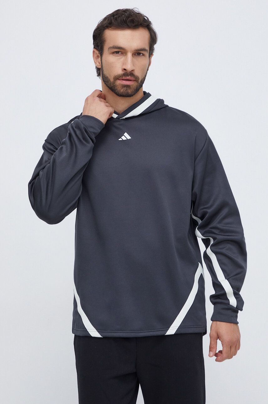 adidas Performance hanorac de antrenament Select culoarea negru, cu glugă, cu imprimeu adidas Performance hanorac de antrenament Select culoarea negru, cu glugă, cu imprimeu