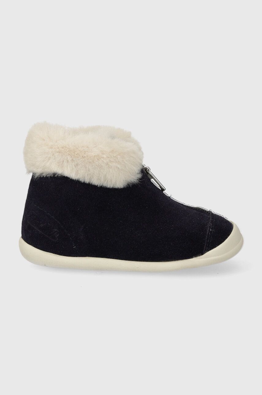 Pom D'api cizme de iarna pentru copii din piele intoarsa SWEET ZIP FUR culoarea albastru marin Pom D'api cizme de iarna pentru copii din piele intoarsa SWEET ZIP FUR culoarea albastru marin