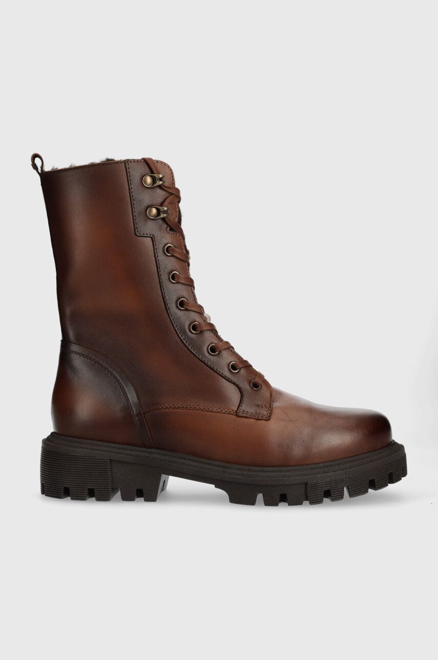 Wojas bocanci de piele femei, culoarea maro, cu toc plat, izolare usoara, 6411752 Wojas bocanci de piele femei, culoarea maro, cu toc plat, izolare usoara, 6411752