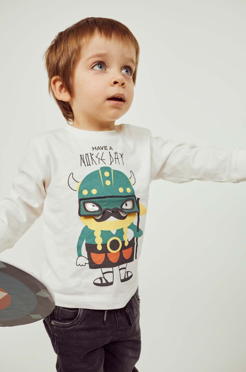 zippy longsleeve din bumbac pentru bebeluși culoarea alb, cu imprimeu zippy longsleeve din bumbac pentru bebeluși culoarea alb, cu imprimeu