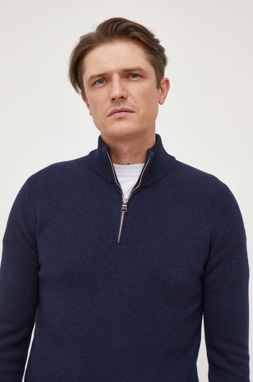 Colmar pulover de lana barbati, culoarea albastru marin, light, cu turtleneck Colmar pulover de lana barbati, culoarea albastru marin, light, cu turtleneck