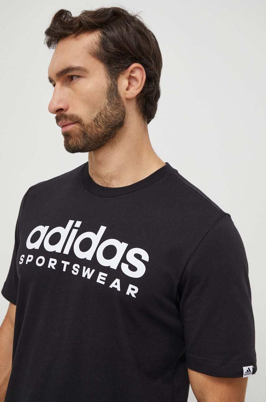 adidas tricou din bumbac bărbați, culoarea negru, cu imprimeu IW8833 adidas tricou din bumbac bărbați, culoarea negru, cu imprimeu IW8833