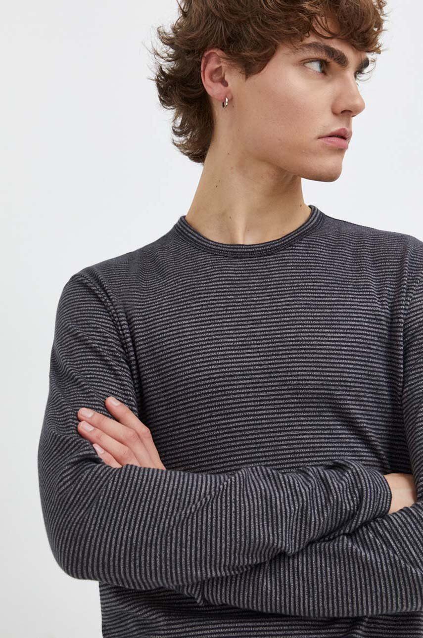Marc O'Polo longsleeve din bumbac DENIM culoarea negru, modelator Marc O'Polo longsleeve din bumbac DENIM culoarea negru, modelator