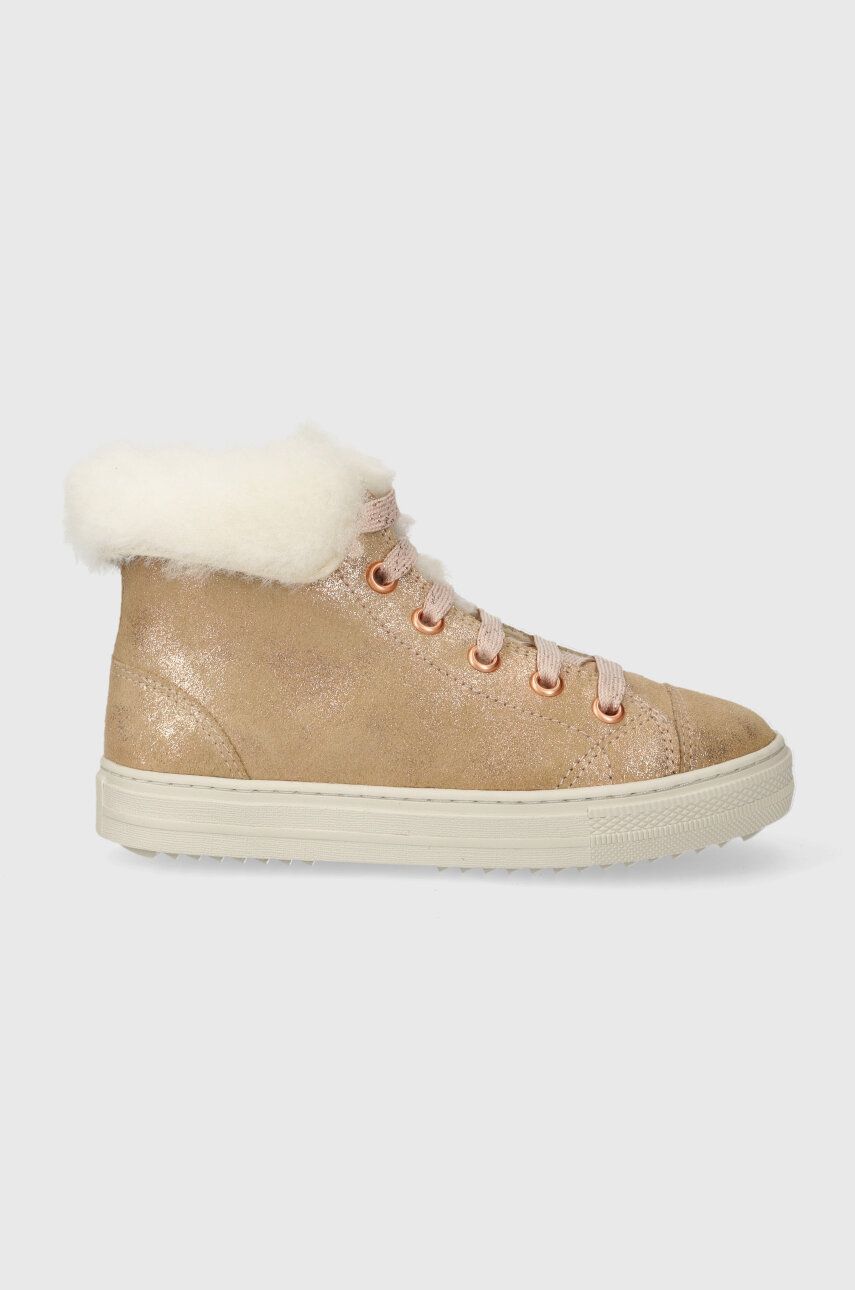 Pom D'api cizme de iarna pentru copii din piele intoarsa SWAG ZIP FUR culoarea bej Pom D'api cizme de iarna pentru copii din piele intoarsa SWAG ZIP FUR culoarea bej