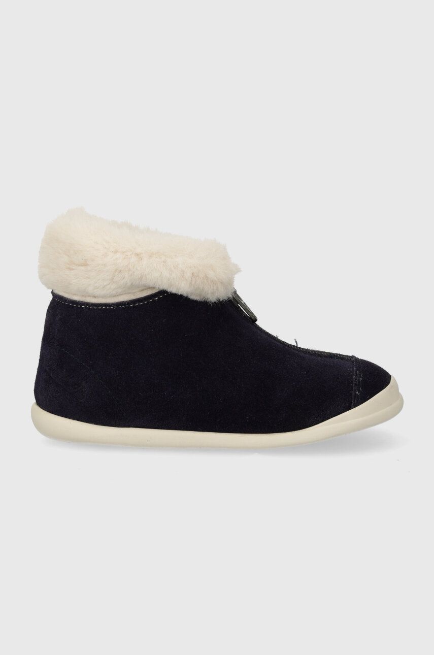 Pom D'api cizme de iarna pentru copii din piele intoarsa SWEET ZIP FUR culoarea albastru marin Pom D'api cizme de iarna pentru copii din piele intoarsa SWEET ZIP FUR culoarea albastru marin