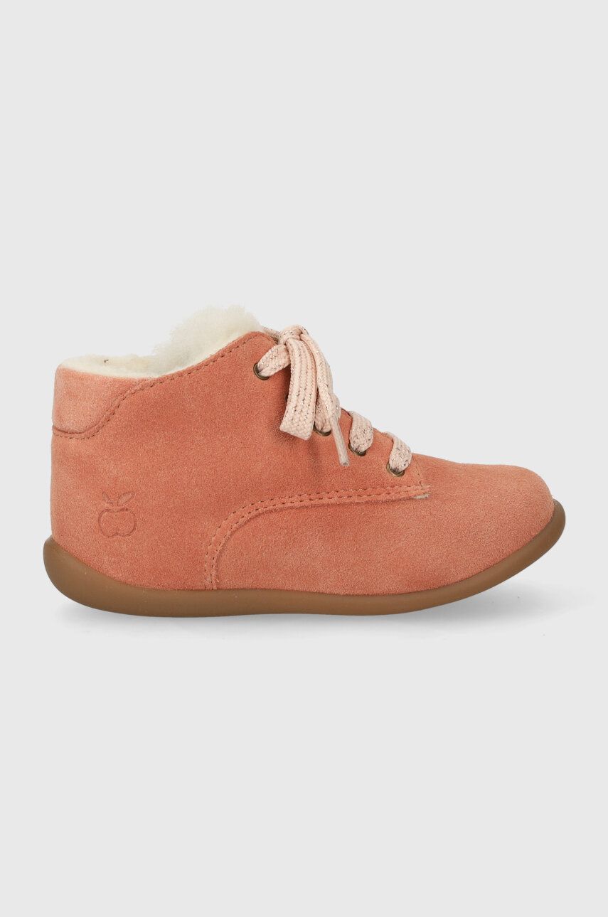 Pom D'api pantofi din piele intoarsa pentru copii STAND-UP DERBY FUR culoarea portocaliu Pom D'api pantofi din piele intoarsa pentru copii STAND-UP DERBY FUR culoarea portocaliu