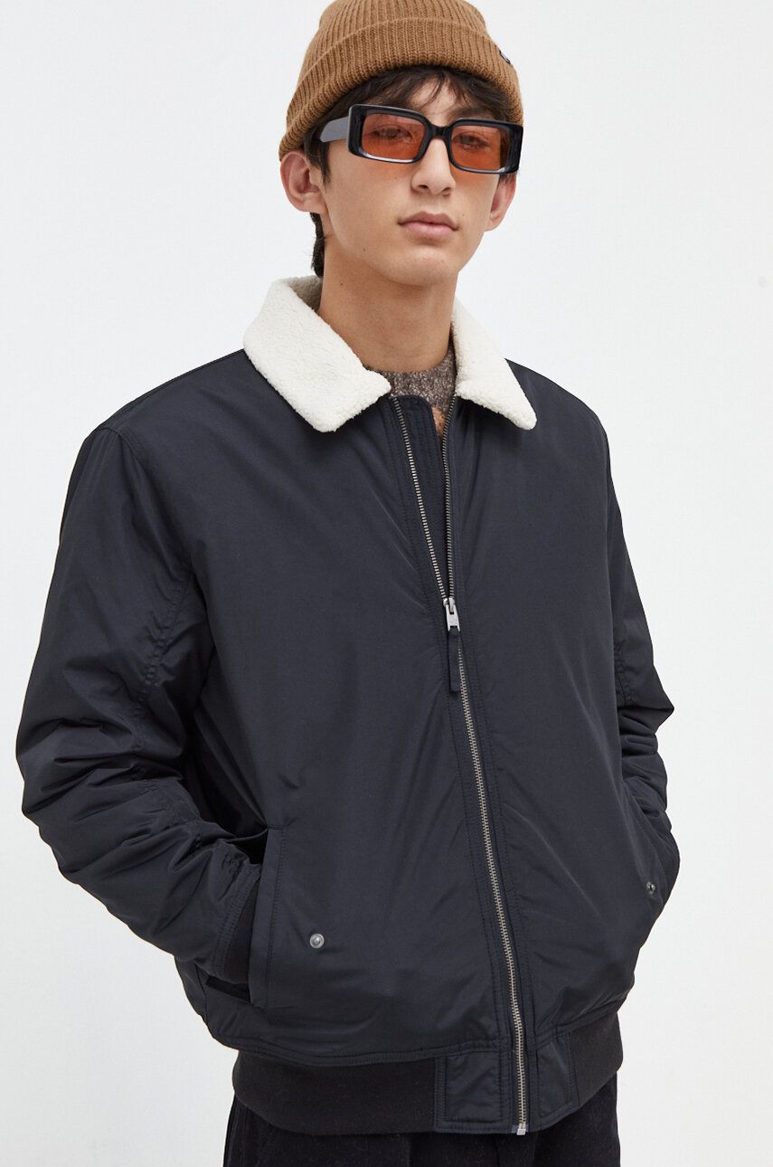 Hollister Co. geaca barbati, culoarea negru, de tranzitie Hollister Co. geaca barbati, culoarea negru, de tranzitie