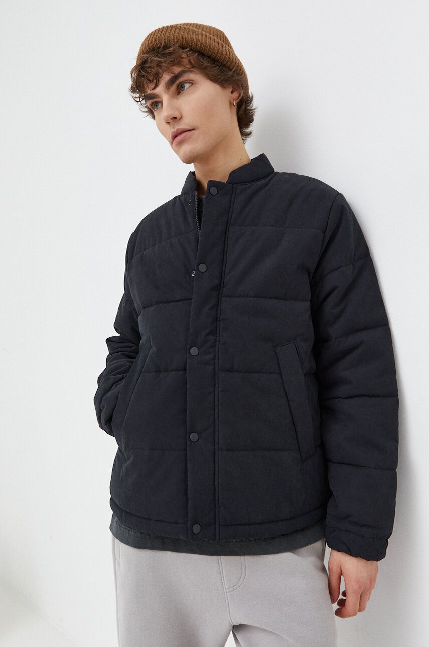 Abercrombie & Fitch geaca barbati, culoarea negru, de tranzitie, oversize Abercrombie & Fitch geaca barbati, culoarea negru, de tranzitie, oversize