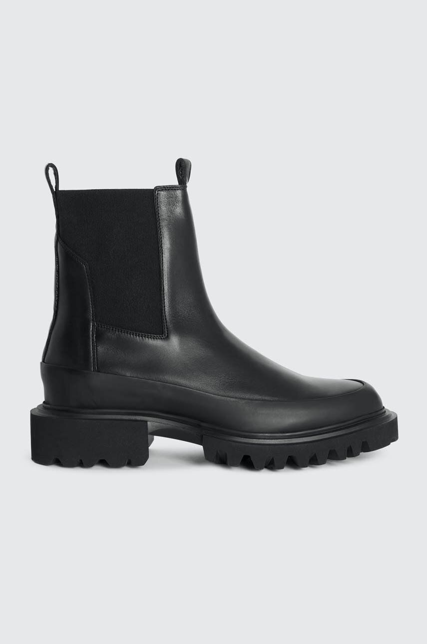 AllSaints cizme de piele Harlee Boot culoarea negru, cu toc plat, WF609Z AllSaints cizme de piele Harlee Boot culoarea negru, cu toc plat, WF609Z