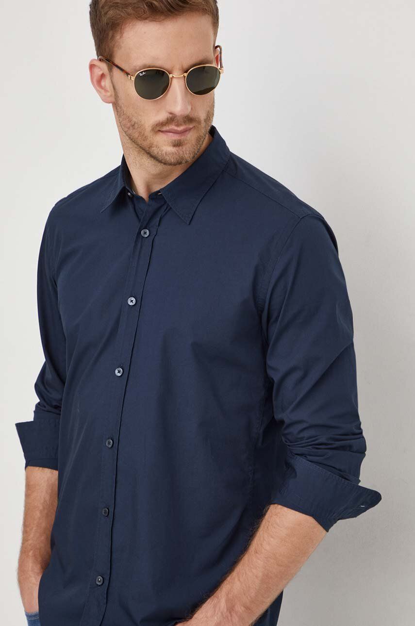 BOSS cămașă din bumbac bărbați, culoarea bleumarin, cu guler clasic, slim 50497037 BOSS cămașă din bumbac bărbați, culoarea bleumarin, cu guler clasic, slim 50497037