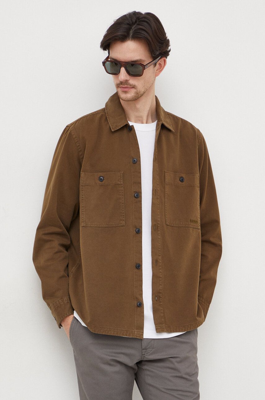 BOSS Orange cămașă din bumbac bărbați, culoarea verde, cu guler clasic, regular 50506734 BOSS Orange cămașă din bumbac bărbați, culoarea verde, cu guler clasic, regular 50506734