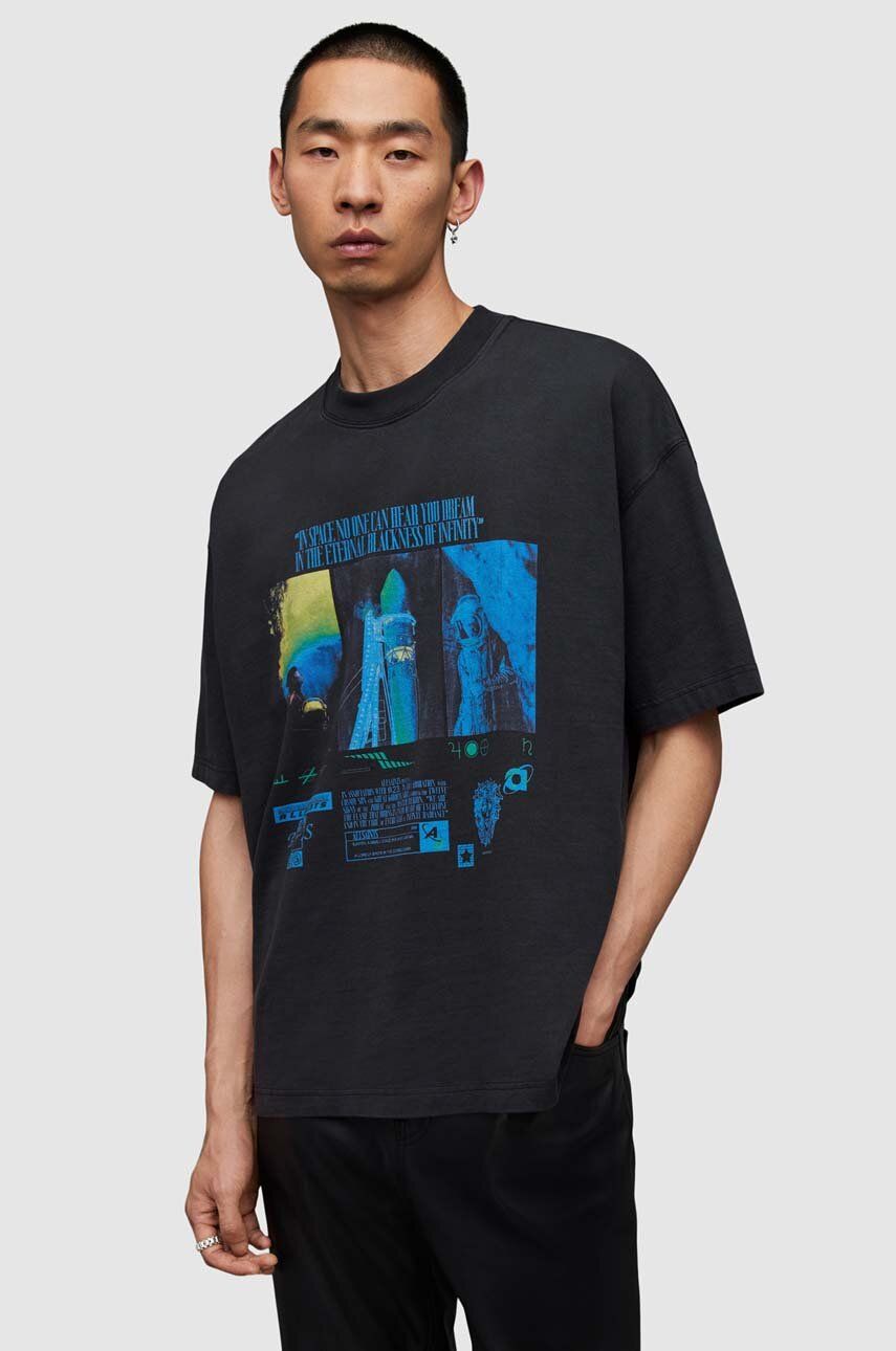 AllSaints tricou din bumbac Radiance barbati, culoarea negru, cu imprimeu AllSaints tricou din bumbac Radiance barbati, culoarea negru, cu imprimeu