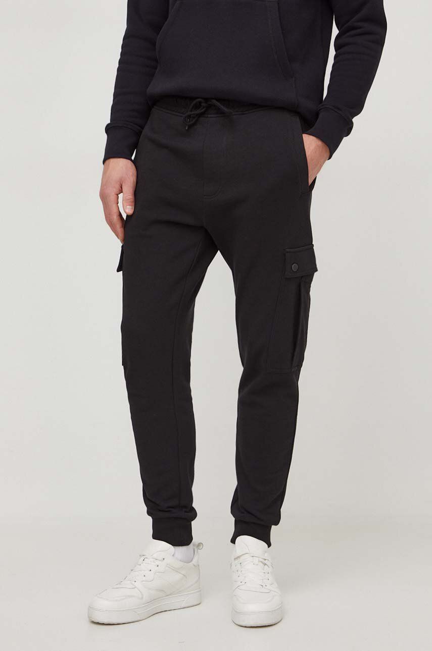 BOSS Orange pantaloni de trening din bumbac culoarea negru, cu fason cargo 50507886 BOSS Orange pantaloni de trening din bumbac culoarea negru, cu fason cargo 50507886