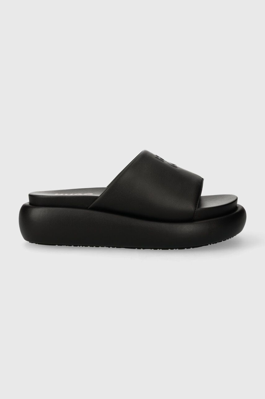 HUGO papuci Violet femei, culoarea negru, cu platforma, 50513532 HUGO papuci Violet femei, culoarea negru, cu platforma, 50513532