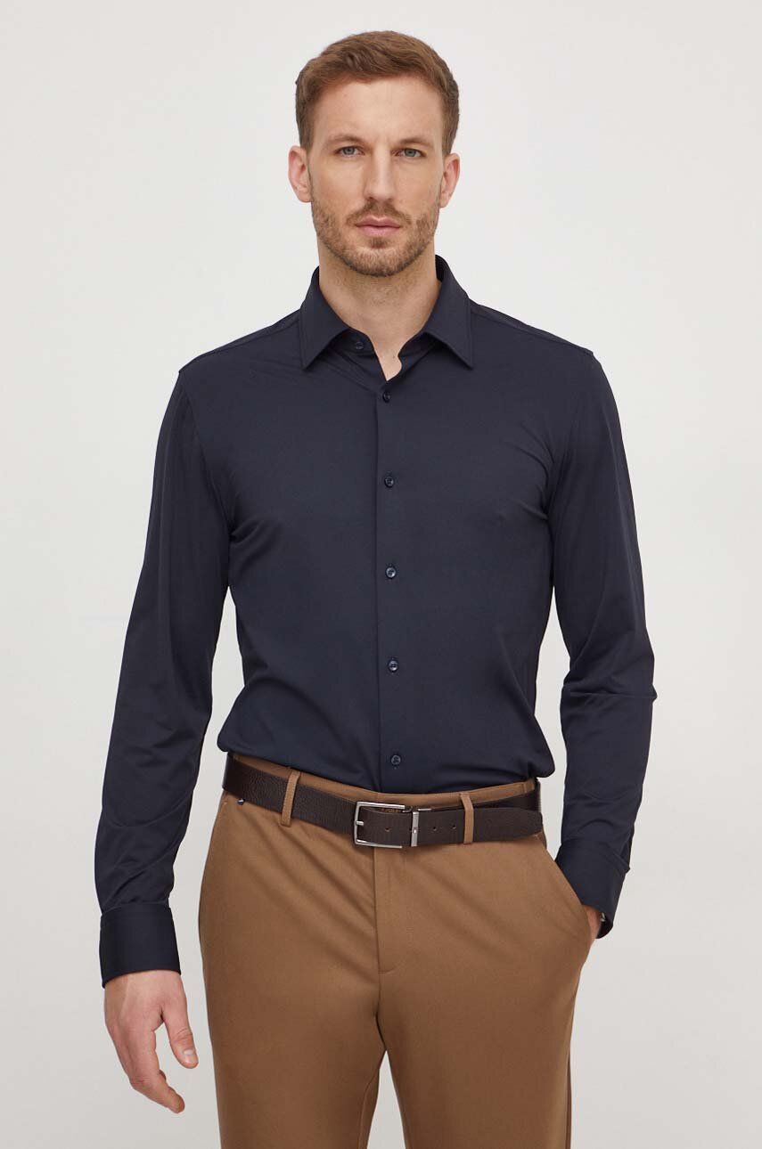 BOSS cămașă bărbați, culoarea bleumarin, cu guler clasic, slim 50490393 BOSS cămașă bărbați, culoarea bleumarin, cu guler clasic, slim 50490393