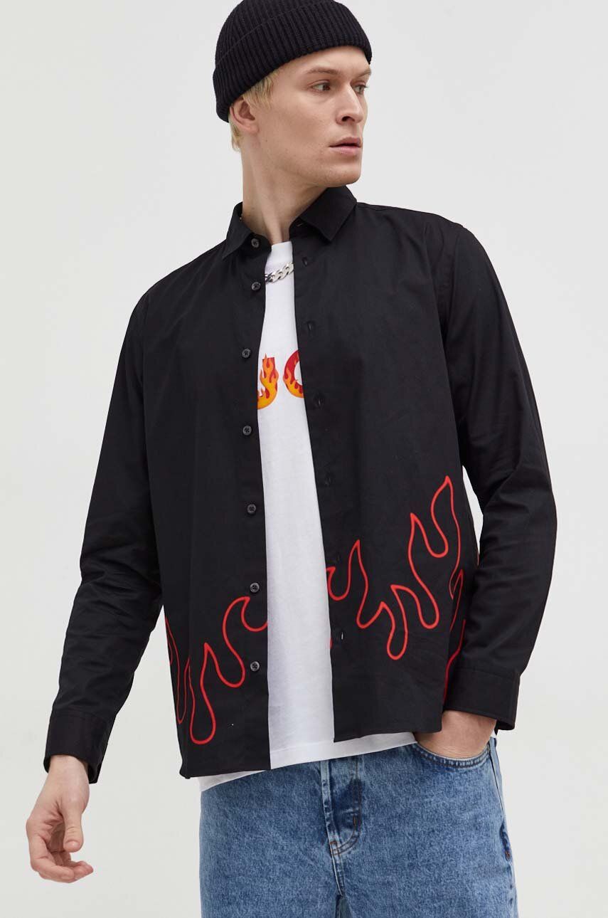 HUGO cămașă bărbați, culoarea negru, cu guler clasic, regular 50508613 HUGO cămașă bărbați, culoarea negru, cu guler clasic, regular 50508613