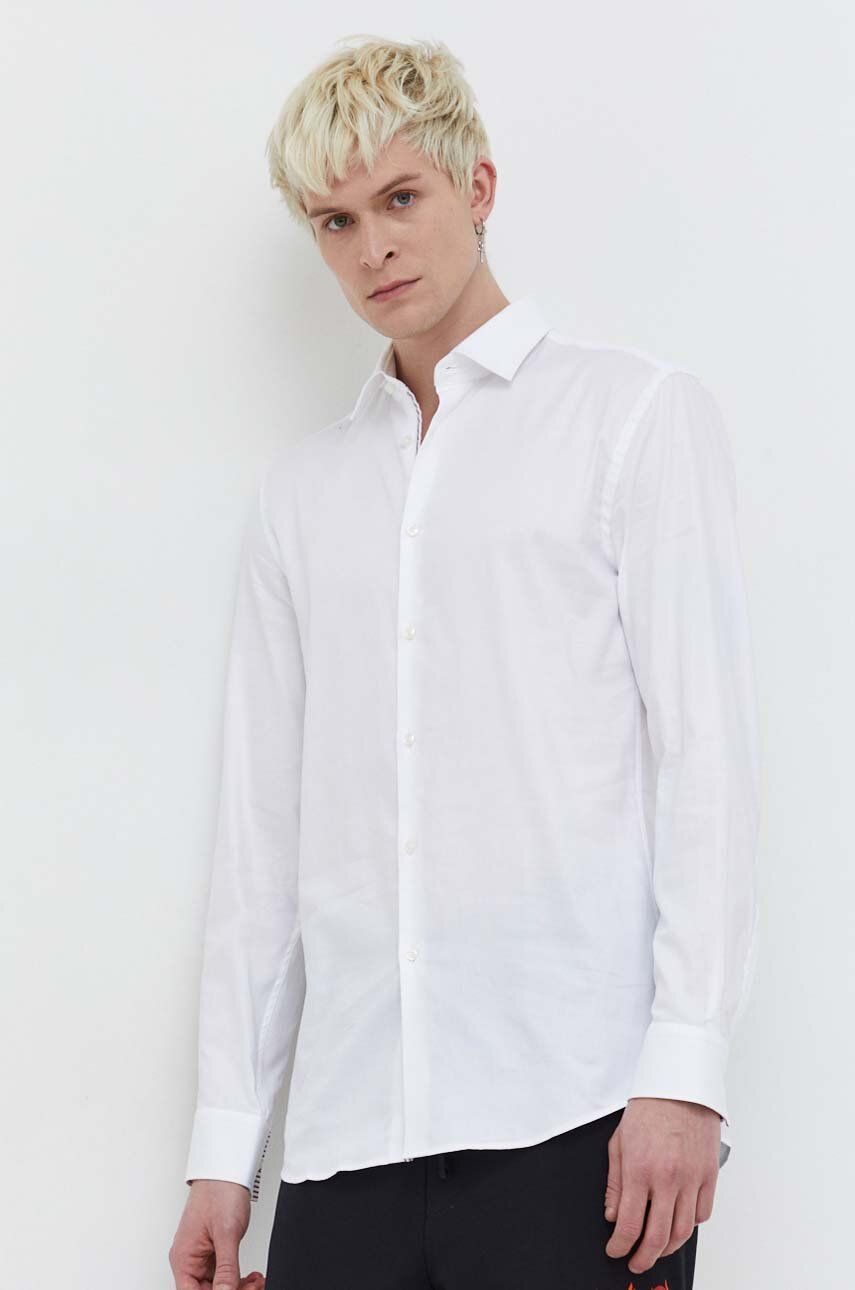 HUGO cămașă din bumbac bărbați, culoarea alb, cu guler clasic, slim 50508268 HUGO cămașă din bumbac bărbați, culoarea alb, cu guler clasic, slim 50508268