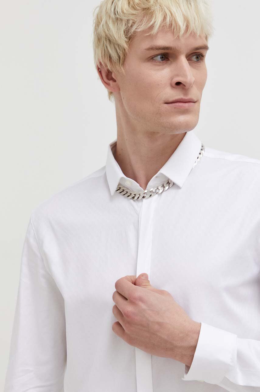 HUGO cămașă din bumbac bărbați, culoarea alb, cu guler clasic, slim 50508324 HUGO cămașă din bumbac bărbați, culoarea alb, cu guler clasic, slim 50508324