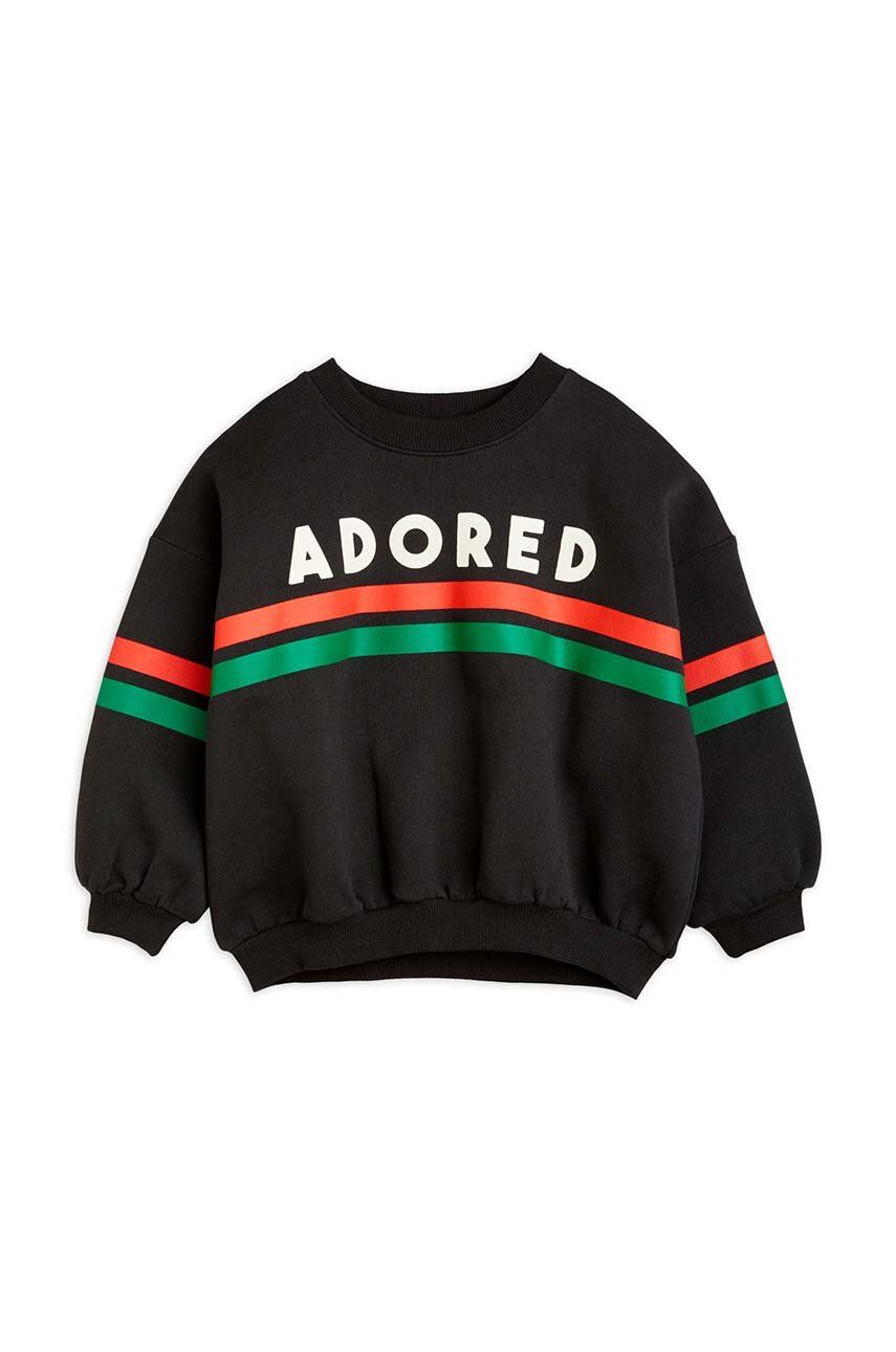 Mini Rodini hanorac de bumbac pentru copii culoarea negru, cu imprimeu Mini Rodini hanorac de bumbac pentru copii culoarea negru, cu imprimeu