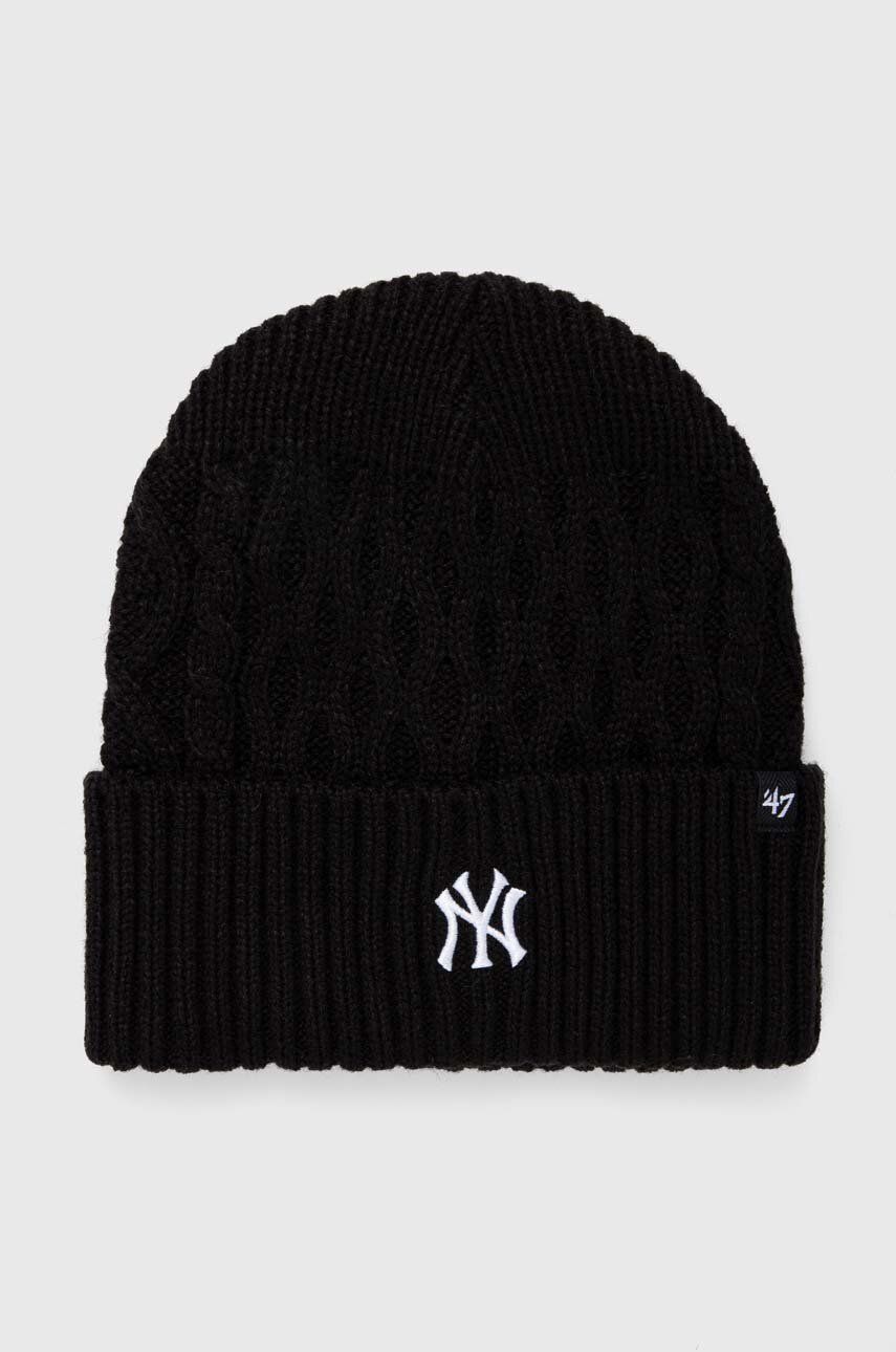 47brand caciula MLB New York Yankees culoarea negru, din tesatura neteda 47brand caciula MLB New York Yankees culoarea negru, din tesatura neteda