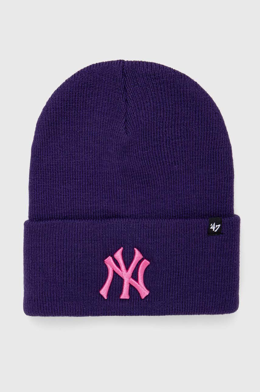 47brand caciula MLB New York Yankees culoarea violet, din tricot gros 47brand caciula MLB New York Yankees culoarea violet, din tricot gros