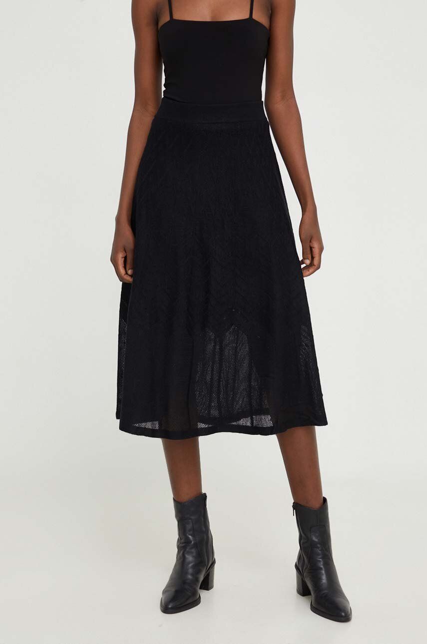 Answear Lab fusta din amestec de lana culoarea negru, midi, evazati Answear Lab fusta din amestec de lana culoarea negru, midi, evazati