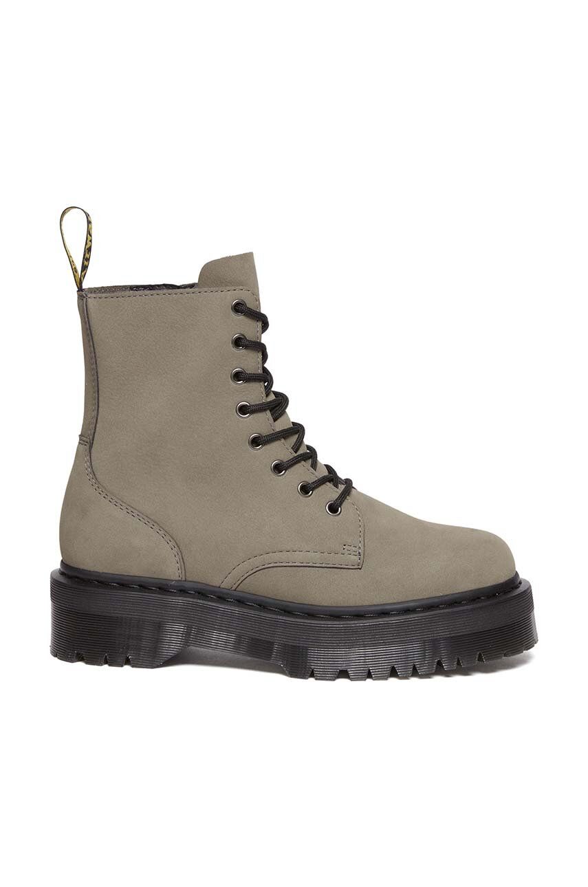 Dr. Martens bocanci de piele Jadon femei, culoarea gri, cu toc plat, DM31296059 Dr. Martens bocanci de piele Jadon femei, culoarea gri, cu toc plat, DM31296059