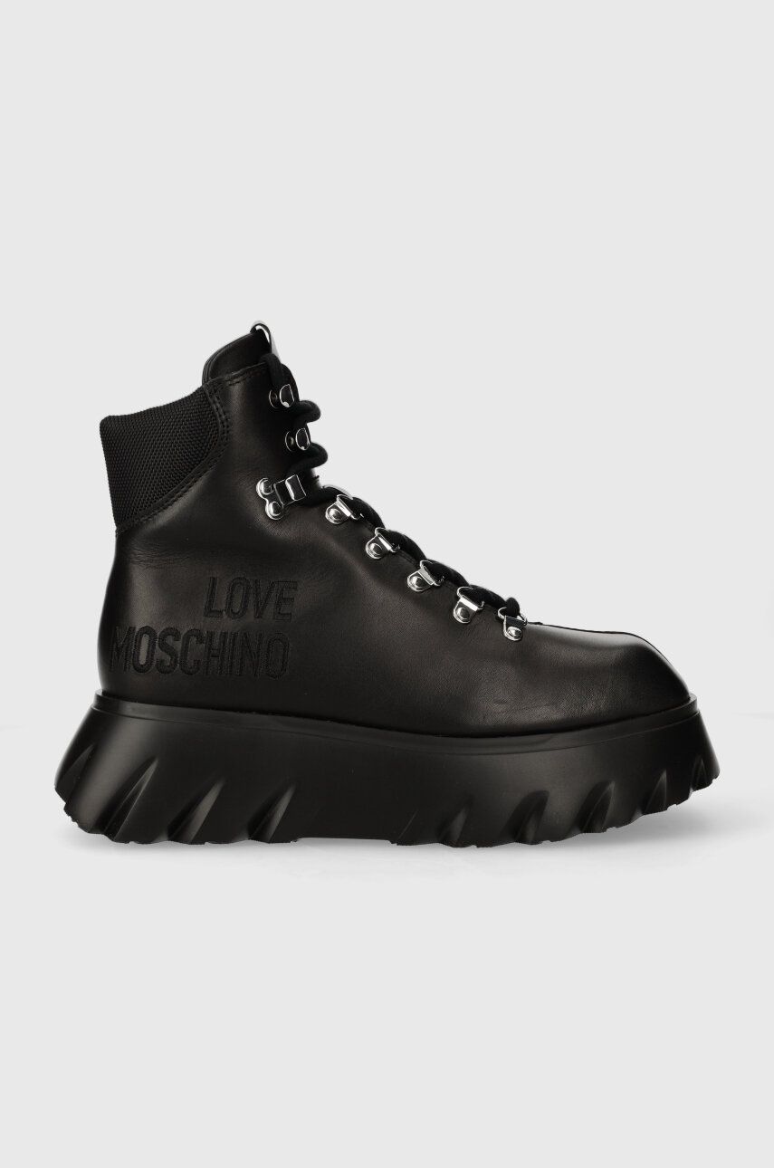 Love Moschino botine CLIMB60 femei, culoarea negru, cu platforma, JA21116G0HIA700A Love Moschino botine CLIMB60 femei, culoarea negru, cu platforma, JA21116G0HIA700A
