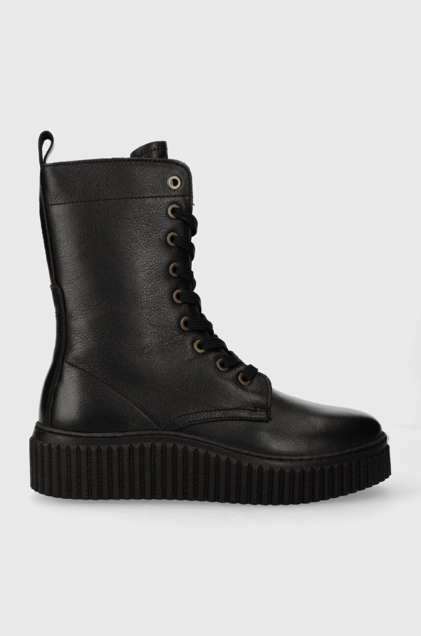 Marc O'Polo cizme de piele femei, culoarea negru, cu toc plat, izolare usoara, 30916066303134 MM2M3036 Marc O'Polo cizme de piele femei, culoarea negru, cu toc plat, izolare usoara, 30916066303134 MM2M3036