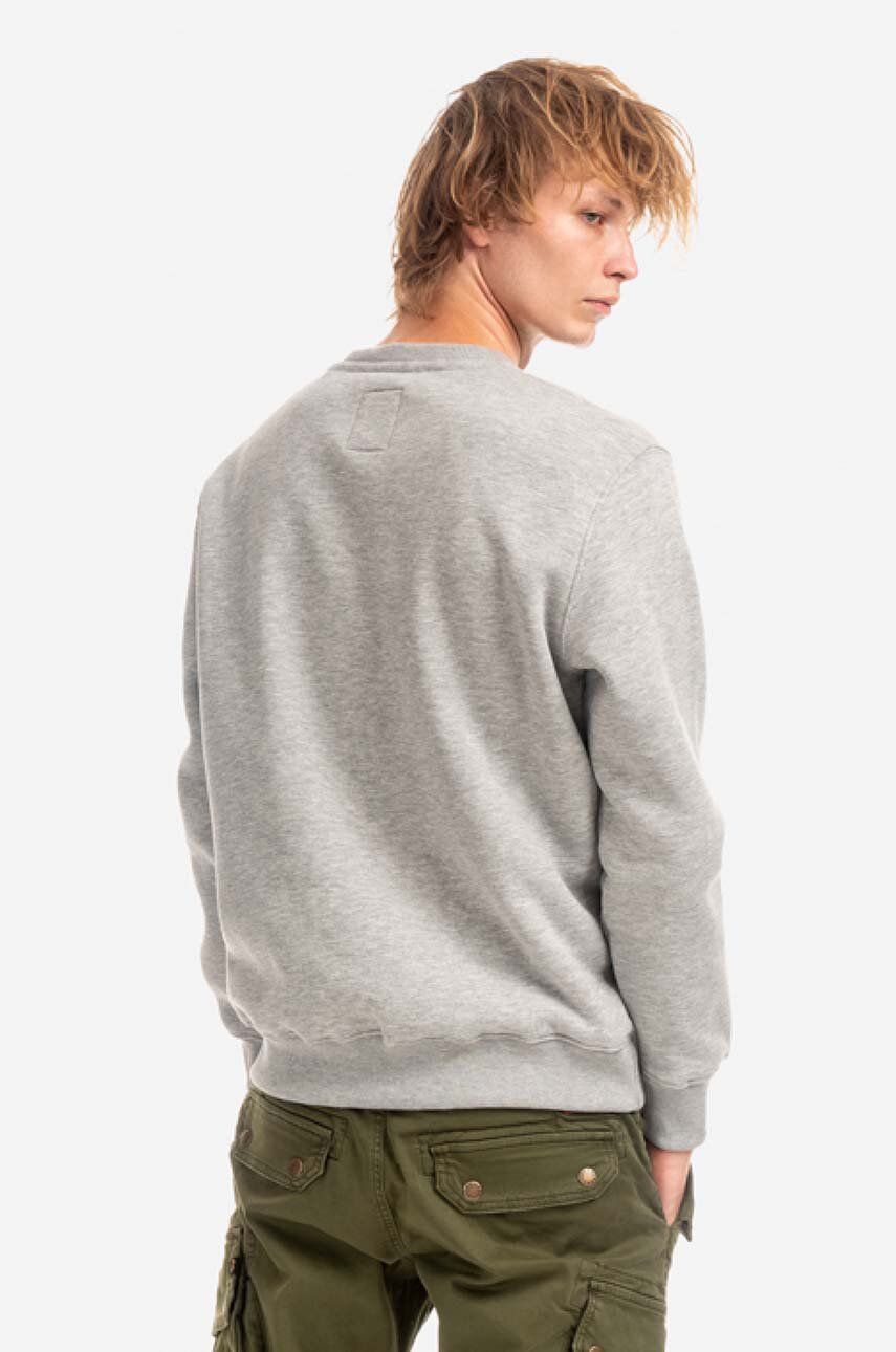 Alpha Industries bluză Basic Sweater Small Logo bărbați, culoarea gri, cu imprimeu 188307.17-grey Alpha Industries bluză Basic Sweater Small Logo bărbați, culoarea gri, cu imprimeu 188307.17-grey