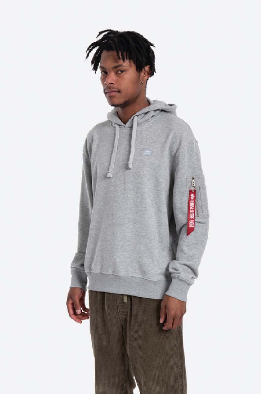 Alpha Industries bluză bluză Alpha Industries X-Fit Hoody bărbați, culoarea gri, cu glugă, uni 158321.17-grey Alpha Industries bluză bluză Alpha Industries X-Fit Hoody bărbați, culoarea gri, cu glugă, uni 158321.17-grey