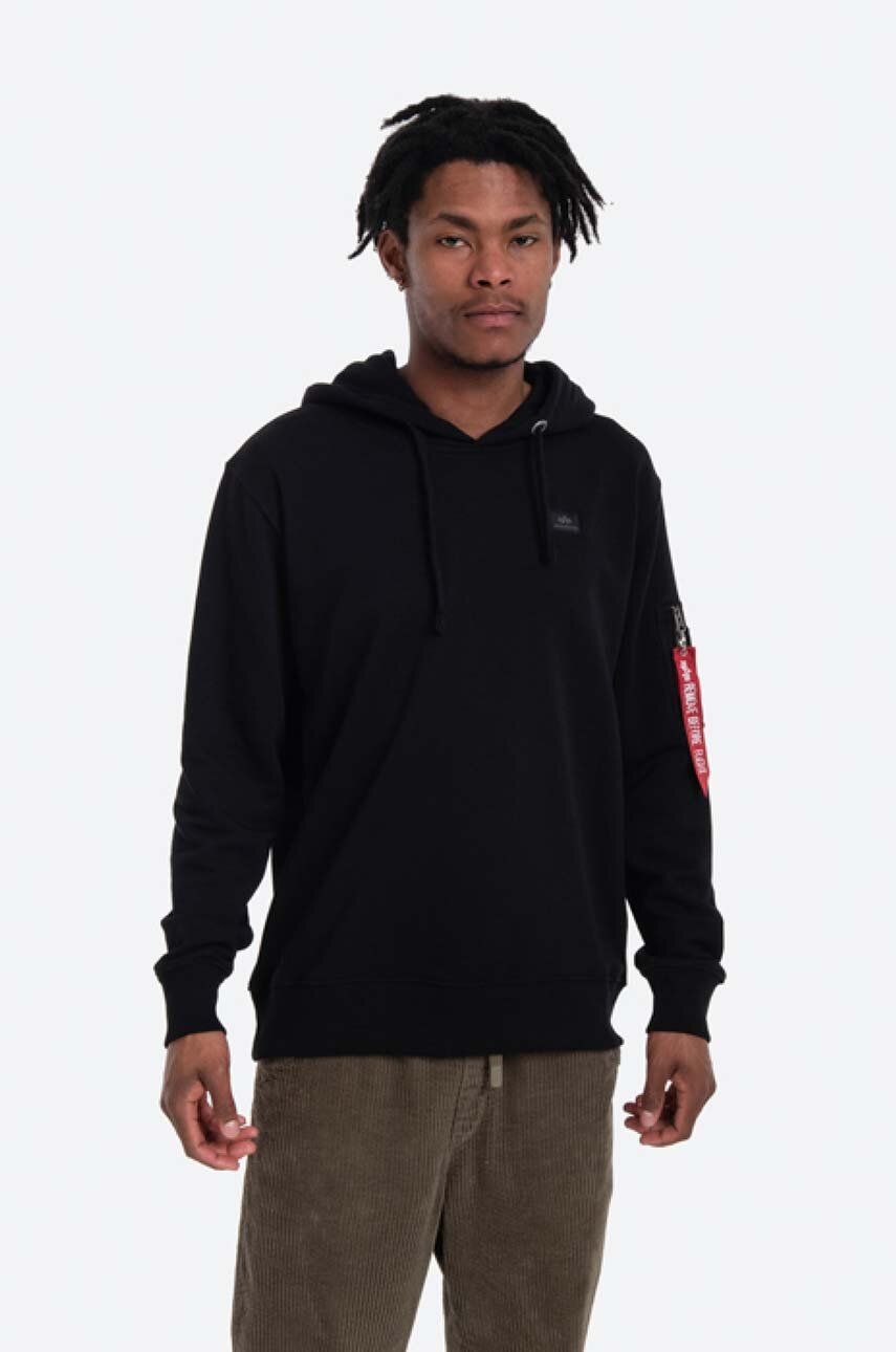 Alpha Industries bluză bluză Alpha Industries X-Fit Hoody bărbați, culoarea negru, cu glugă, uni 158321.03-black Alpha Industries bluză bluză Alpha Industries X-Fit Hoody bărbați, culoarea negru, cu glugă, uni 158321.03-black