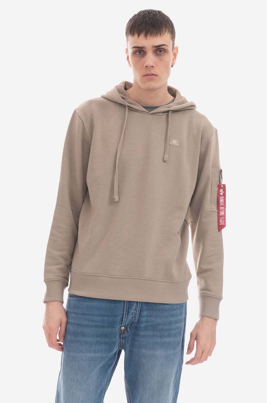 Alpha Industries bluză X-Fit Hoody 158321 679 bărbați, culoarea maro, cu glugă, uni 158321.679-brown Alpha Industries bluză X-Fit Hoody 158321 679 bărbați, culoarea maro, cu glugă, uni 158321.679-brown